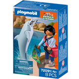 PLAYMOBIL 72091 Animals & Friends Zoo: Delfin und Besucherin, Konstruktionsspielzeug 