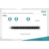 Digitus Steckdosenleiste 19" PDU mit Aluminiumprofil, 10-fach, 8x C13, 2x C19 schwarz/aluminium, 2 Meter Kabel, 1 HE, 1-phasig 16A, Kaltgerätestecker C20