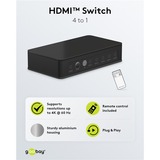 goobay HDMI-Umschaltbox 4 auf 1 (4K @ 60Hz), HDMI Switch schwarz, mit Fernbedienung