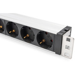 Digitus 19" Steckdosenleiste mit Aluminiumprofil, 6-fach, 1HE schwarz/aluminium, 2 Meter Kabel, Überspannungsschutz, Netzfilter, Stecker Typ-C