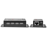 Lindy 50m 4 Port USB 2.0 Cat.6 Extender, USB-Extender schwarz, USB 2.0 Cat.6