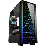 Sharkoon RGB LIT 100, Tower-Gehäuse schwarz, Front und Seitenteil aus gehärtetem Glas