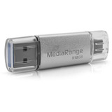 MediaRange Kombo-Speicherstick 512 GB, USB-Stick silber/transparent, USB-A 3.2 Gen 1, USB-C 3.2 Gen 1