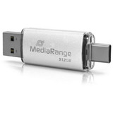 MediaRange Kombo-Speicherstick 512 GB, USB-Stick silber/transparent, USB-A 3.2 Gen 1, USB-C 3.2 Gen 1