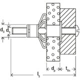 fischer Hohlraum-Metalldübel HM 6x65 S silber, 50 Stück, mit metrischer Schraube