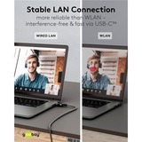 goobay Ethernet-Kabel USB-C 3.2 Gen2 Stecker > RJ-45 Stecker, LAN-Adapter schwarz/silber, 15 Meter, geflochtener Textilmantel