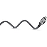 goobay Ethernet-Kabel USB-C 3.2 Gen2 Stecker > RJ-45 Stecker, LAN-Adapter schwarz/silber, 15 Meter, geflochtener Textilmantel