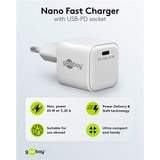goobay USB-C Schnellladegerät Nano, PD, GaN, 65 Watt weiß, 1x USB-C, Power Delivery 3.0