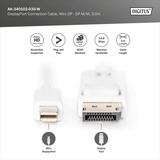 Digitus mini-DisplayPort > DisplayPort Anschlusskabel, Full HD 1080p weiß, 3 Meter