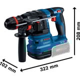 Bosch Akku-Bohrhammer GBH 18V-22 X Professional solo, 18Volt blau/schwarz, ONECHUCK, ohne Akku und Ladegerät, in L-BOXX