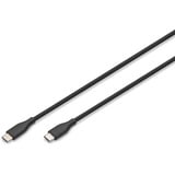 Digitus USB 2.0 Silikon-Anschlusskabel USB-C > USB-C schwarz, 2 Meter, PD, Laden mit bis zu 60 Watt