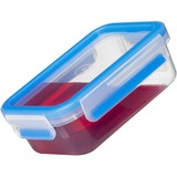 Emsa CLIP & CLOSE Frischhaltedosen 1,0 Liter transparent/blau, rechteckig, 3 Stück