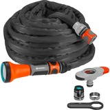 GARDENA Textilschlauch Liano 10m Set, mit Hahnverbinder für Indoor-Wasserhähne grau/orange, 10 Meter