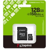Kingston Canvas Select Plus 128 GB MicroSDXC, Speicherkarte schwarz, UHS-I U1, Class 10, V10