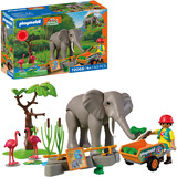PLAYMOBIL 72068 Elefant mit Tierpfleger, Konstruktionsspielzeug 