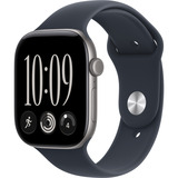 Apple Watch Series 12, Smartwatch grau, Aluminium, 46 mm, Sportarmband Navyblau S/M