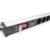 Digitus Steckdosenleiste PDU mit Aluminiumprofil, 12-fach schwarz/aluminium, 2 Meter Kabel, 1 HE, mit Schalter und Überspannungsschutz