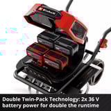 EINHELL Professional Akku-Bodenhacke GP-CR 36/45 Li E BL- Solo, 36Volt (2x18V) rot/schwarz, ohne Akku und Ladegerät