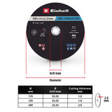 EINHELL Trennscheibe dünn, Ø 230 x 2,0mm, 10 Stück für Winkelschleifer