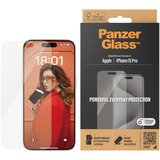 PanzerGlass Displayschutz Classic Fit, Schutzfolie transparent, iPhone 15 Pro