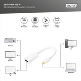 Digitus Adapterkabel mini DisplayPort > HDMI, Full HD weiß, 0,15 Meter
