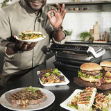 Tefal Optigrill Deluxe GC707D, Kontaktgrill silber/schwarz, 2.000 Watt