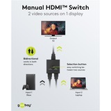 goobay Manuelle HDMI-Umschaltbox 2 auf 1 (4K @ 30Hz), HDMI Switch schwarz