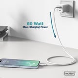 Digitus USB 2.0 Silikon-Anschlusskabel USB-A > USB-C weiß, 2 Meter, PD, Laden mit bis zu 60 Watt