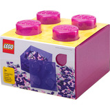 Room Copenhagen LEGO Storage Brick 4 Top Lid Glitter , Aufbewahrungsbox pink/transparent