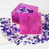 Room Copenhagen LEGO Storage Brick 4 Top Lid Glitter , Aufbewahrungsbox pink/transparent
