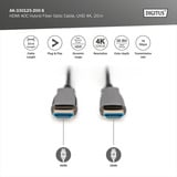 Digitus HDMI AOC Hybrid Glasfaserkabel, UHD 4K schwarz, 20 Meter