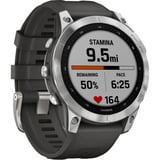 Garmin fēnix 7 - Standard Edition, Smartwatch silber, 47 mm, graphitfarbenes Armband aus Silikon