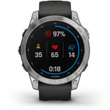 Garmin fēnix 7 - Standard Edition, Smartwatch silber, 47 mm, graphitfarbenes Armband aus Silikon