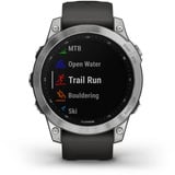 Garmin fēnix 7 - Standard Edition, Smartwatch silber, 47 mm, graphitfarbenes Armband aus Silikon