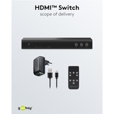goobay HDMI-Umschaltbox 4 auf 1 (4K @ 60Hz), mit Audio-Ausgang, HDMI Switch schwarz, mit Fernbedienung
