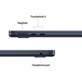 Apple MacBook Air 34,5 cm (13,6") 2025 CTO, Notebook schwarz, 16 GB, 256 GB (256 GB SSD), M4, MacOS, Griechisch
