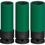 Bosch Professional PRO Impact Steckschlüsseleinsatz-Set 1/2", 3-teilig schwarz, tief, mit Felgenschutz