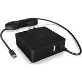 ICY BOX Ladegerät IB-PS101-PD, USB-A + USB-C (Stecker) schwarz, PD 3.0, Laden mit bis zu 90 Watt