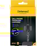 Intenso Handykette und Lade-/Datenkabel Cell Phone Charging Lanyard schwarz, 1,65 Meter, USB-C, PD3.0 / QC4.0, Nylon