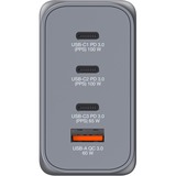 Verbatim GaN-Ladegerät 200W, 1x USB-A , 3x USB-C grau, PD 3.0, QC 3.0