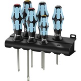 Wera 3334/3350/3355/6 Schraubendrehersatz Kraftform Plus, Edelstahl + Rack schwarz/blau, 6-teilig, Lasertip
