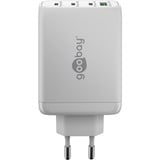 goobay USB-C PD Multiport-Schnellladegerät 100 Watt weiß, 1x USB-A QC, 3x USB-C PD, GaN-Technologie