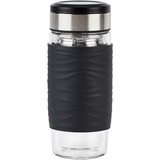 Emsa TEA MUG Tee-Thermobecher 0,4 Liter schwarz/transparent, Glas, Drehverschluss