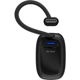 goobay Powerbank 5.000 mAh, integriertes USB-C Kabel 13cm, 20 Watt schwarz, 5 Ah, 1x USB-A, 1x USB-C, PD, QC