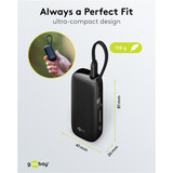 goobay Powerbank 5.000 mAh, integriertes USB-C Kabel 13cm, 20 Watt schwarz, 5 Ah, 1x USB-A, 1x USB-C, PD, QC