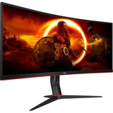 AOC CU34G2XE/BK, Gaming-Monitor 86 cm (34 Zoll), schwarz (matt)/rot, UWQHD, VA, Curved, 144Hz Panel