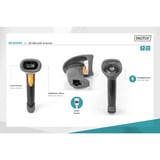 Digitus 2D Barcode Handscanner, Barcode-Scanner schwarz, Akkubetrieb, mit Halterung, QR-Code kompatibel