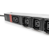 Digitus Basis IT PDU mit Aluminiumprofil, 27-fach, 24x C13, 3x C19, Steckdosenleiste schwarz/aluminium, 3 Meter Kabel, 3-phasig 16A, IEC309 16A Stecker