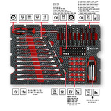 EINHELL E-Case Werkzeugkoffer Mechanik, 201-teilig, Werkzeug-Set schwarz/rot