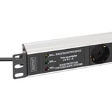 Digitus Steckdosenleiste 19" PDU mit Aluminiumprofil, 7-fach schwarz/aluminium, 2 Meter Kabel, 1 HE, mit Netzfilter und Überspannungsschutz